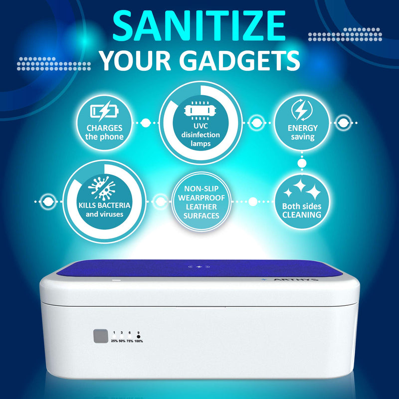  [AUSTRALIA] - UV Light Phone Sanitizer with Fast Wireless Charger | Cell Phone Sterilizer | UVC Cleaning Portable Box for Smartphones, Makeup Tools, Credit Cards, Keys, Glasses | Disinfector EPA: 97272-CHN-1