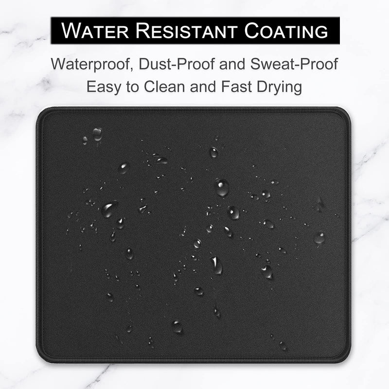  [AUSTRALIA] - Hsurbtra Mouse Pad, Premium-Textured Square Mousepad 10.2 x 8.3 Inch, Stitched Edge Anti-Slip Waterproof Rubber Mouse Mat, Pretty Cute Mouse Pad for Office Gaming Laptop Women Kids Jet Black