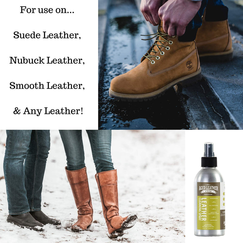  [AUSTRALIA] - Aged Leather Pros pH Balanced Leather Cleaner (8 oz) for Suede, Nubuck, and Any Leather | Protects Purses, Shoes, Jackets, Couches, Auto Interior, Saddles and Much More 8 oz