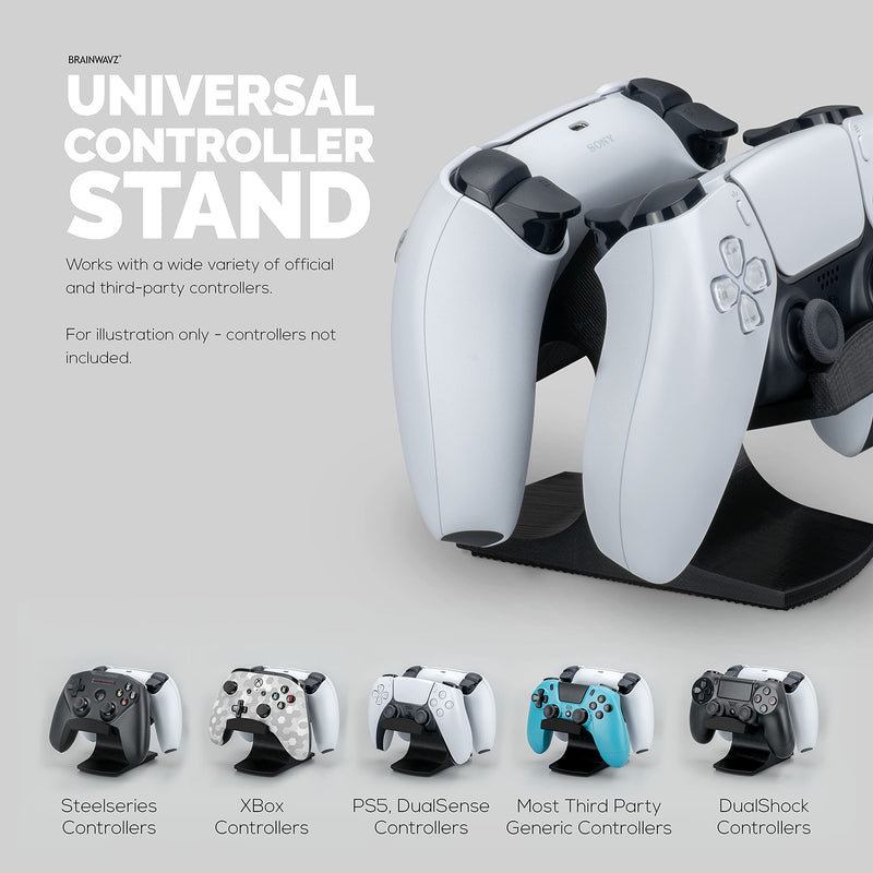  [AUSTRALIA] - Dual Game Controller Desktop Holder Stand - Universal Design for Xbox ONE, PS5, PS4, PC, Steelseries, Steam & More, Reduce Clutter UGDS-03 by Brainwavz