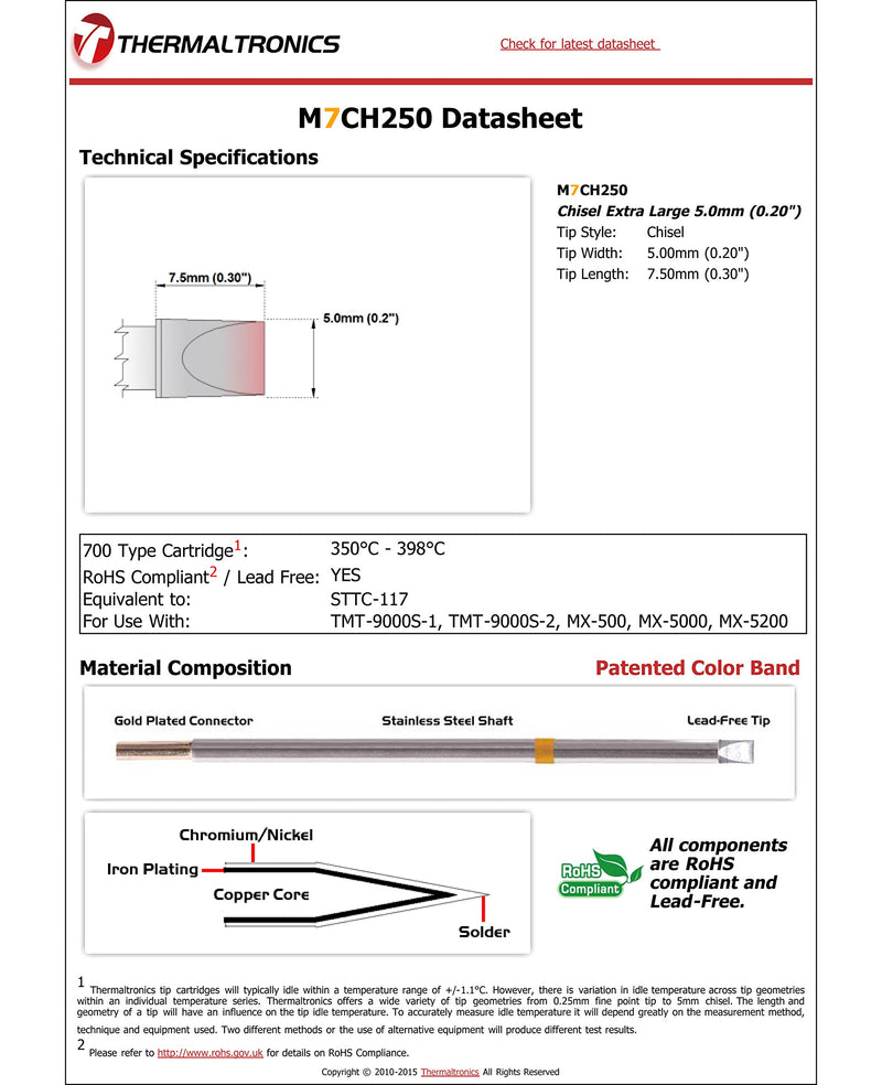  [AUSTRALIA] - Thermaltronics M7CH250 Chisel Extra Large 5.0mm (0.20in) interchangeable for Metcal STTC-117