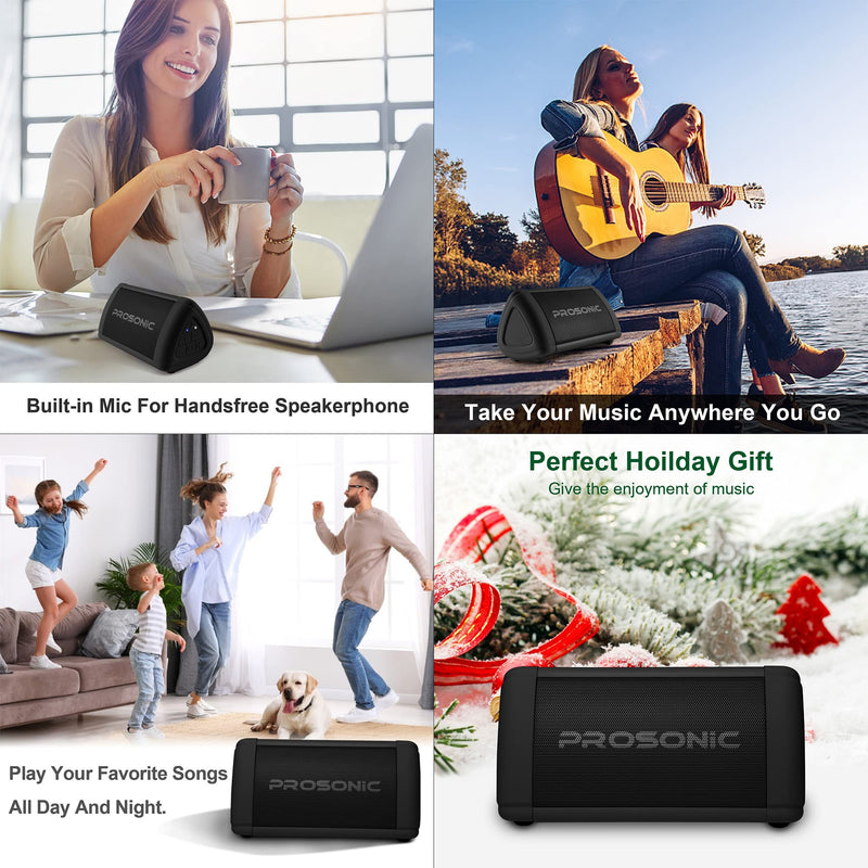  [AUSTRALIA] - Prosonic BT3 Portable Wireless Bluetooth Speaker with 10W Stereo Sound & Bass Boost -Rich Sound & Intense Bass -Bluetooth 5.0 -Microphone -IPX5 - in & Outdoor Speaker (Black) Black