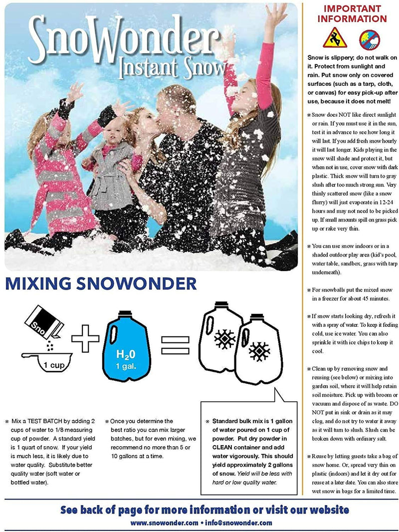  [AUSTRALIA] - Let It Snow and SnoWonder Instant Snow Powder for Slime and Holiday Decorations - Artificial Snow Mix Makes 2 Gallons of Fake Snow - Made in The USA