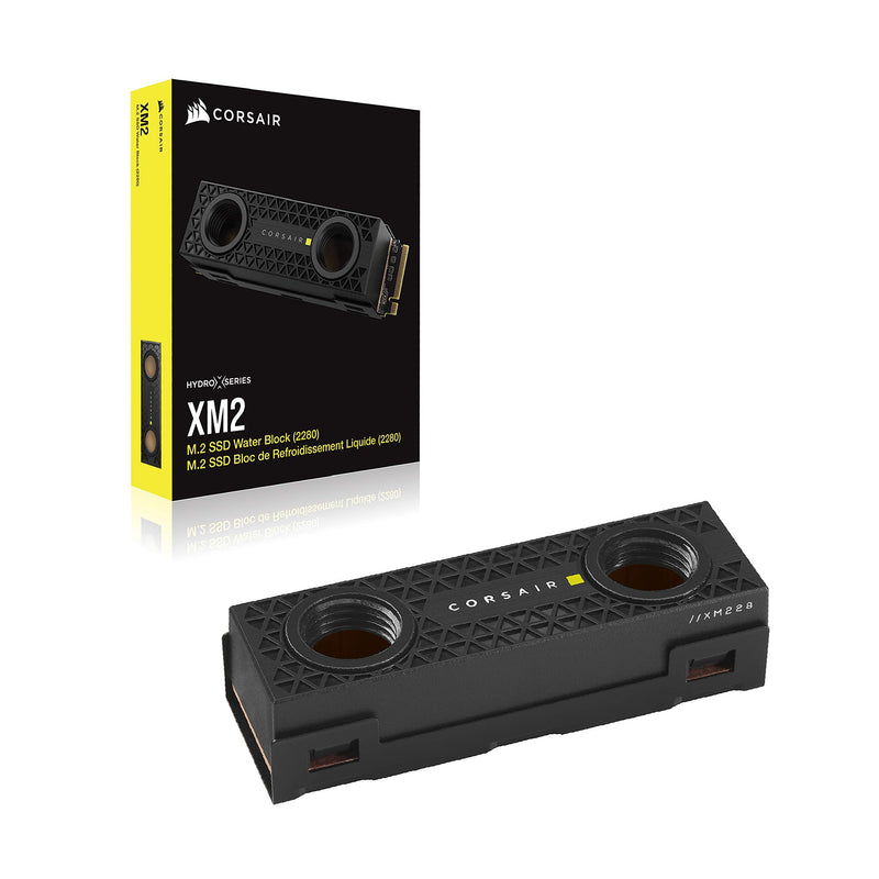  [AUSTRALIA] - Corsair Hydro X Series XM2 M.2 SSD Water Block - Add Your M.2 SSD to a Custom Cooling Loop - Copper Cold Plate - Easy Installation Black