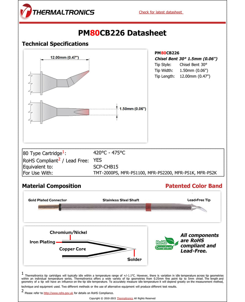  [AUSTRALIA] - Thermaltronics PM80CB226 Chisel Bent 30deg 1.5mm (0.06in) interchangeable for Metcal SCP-CHB15