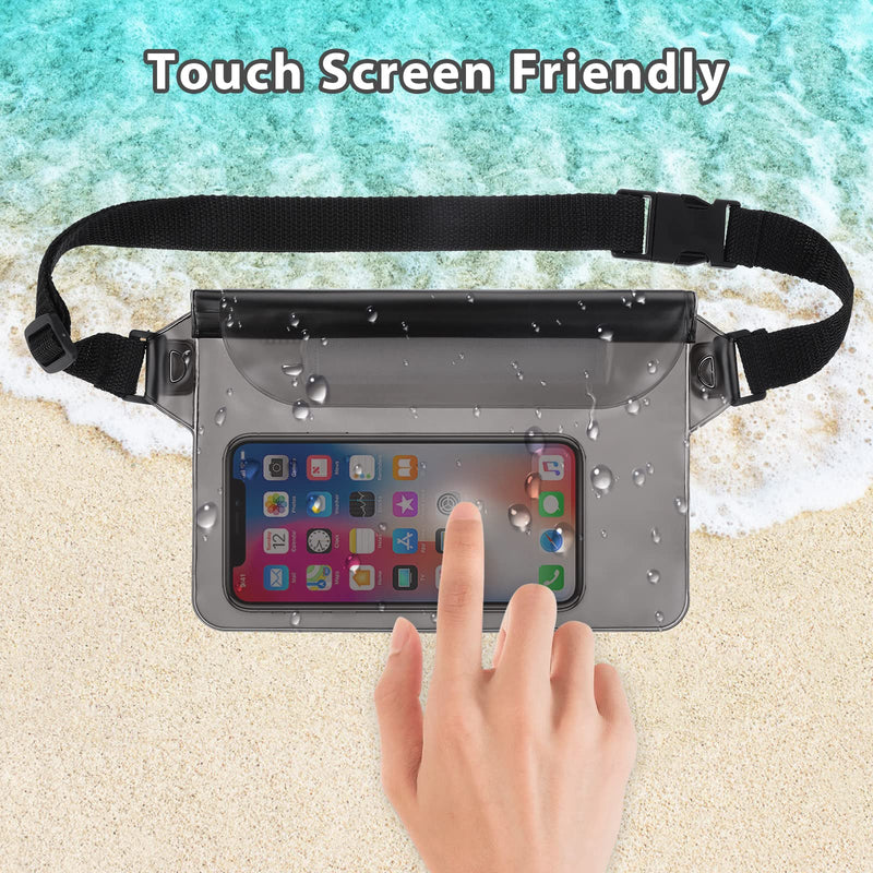  [AUSTRALIA] - 2 Pack Waterproof Fanny Pack, Waterproof Dry Bag and Cell Phone Bag Beach Vacation Essentials Bag Keep Valuables Dry for Outdoor Water Sports Boating Hiking Kayaking Fishing (Vlear+Black)