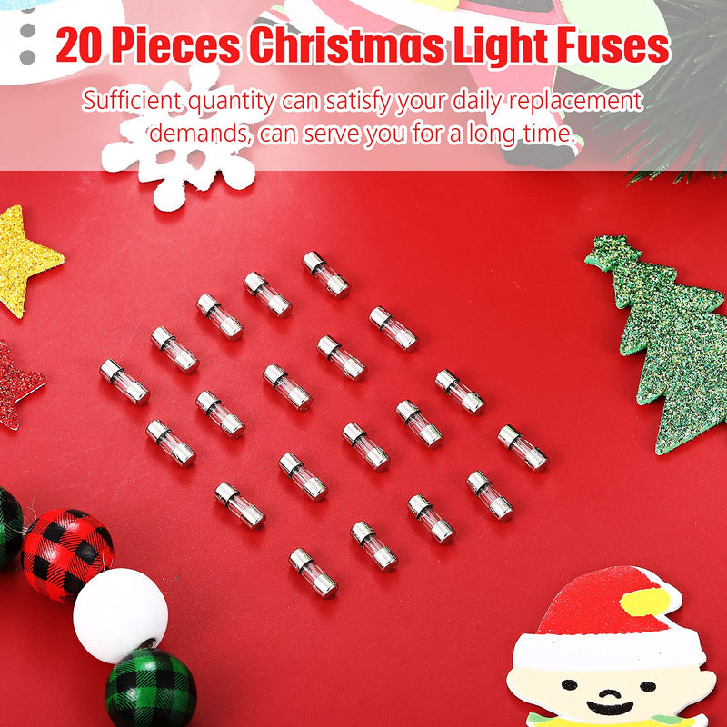  [AUSTRALIA] - Christmas Light Fuses 125 Volt 5 Amp Fast Blow Glass Fuse Christmas Lights Fuse Replacement Glass Fuse Kit for LED Lights Outdoor String Lights, 3.6 x 10 mm/ 0.14 x 0.39 Inch (20 Pieces) 20