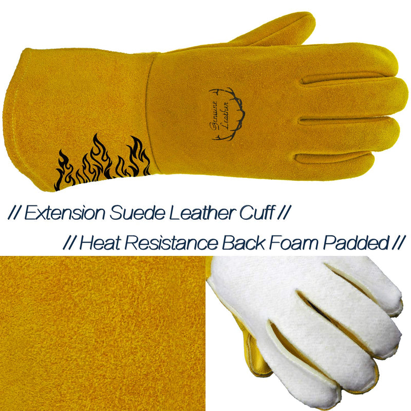  [AUSTRALIA] - SKYDEER Premium Genuine Deerskin Leather Suede Hi-Performance Welding Gloves (SD0039W/L)