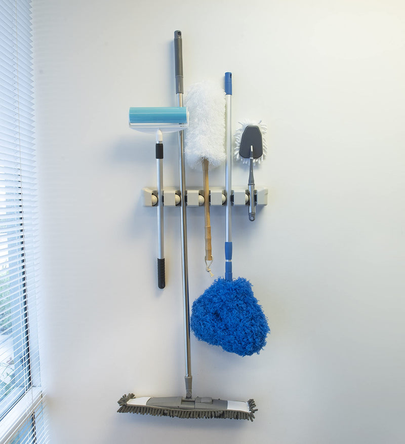 Magic Holder 5 Position Mop and Broom Holder, Floor Mop Holder, Broom Utility Holder, Storage Solutions and Organizers for Cleaning Magic Holder 5 Position - LeoForward Australia