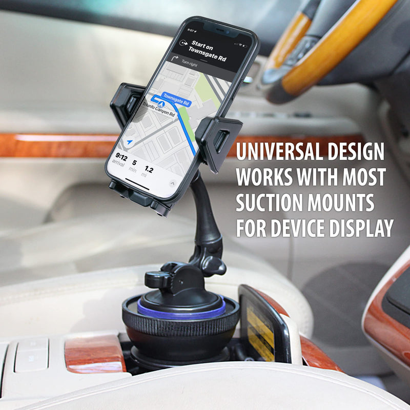  [AUSTRALIA] - USA GEAR Adjustable Cup Holder Suction Mounting Surface - Compatible with Suction Mount Wireless Car Chargers - Adjustable Design Holds Suction Mounts for Qi Chargers and More Suction Mount Devices