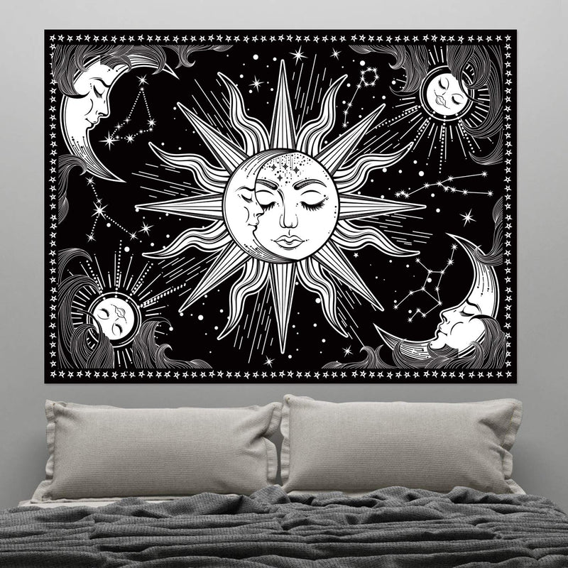  [AUSTRALIA] - HOTMIR Wall Tapestry - Black and White Tapestry Wall Hanging Mystic Tapestry as Wall Art and Room Decor for Bedroom, Living Room, Dorm (51.2x59.1 Inches, 130x150 cm) 51.2x59.1 Inches, 130x150 cm