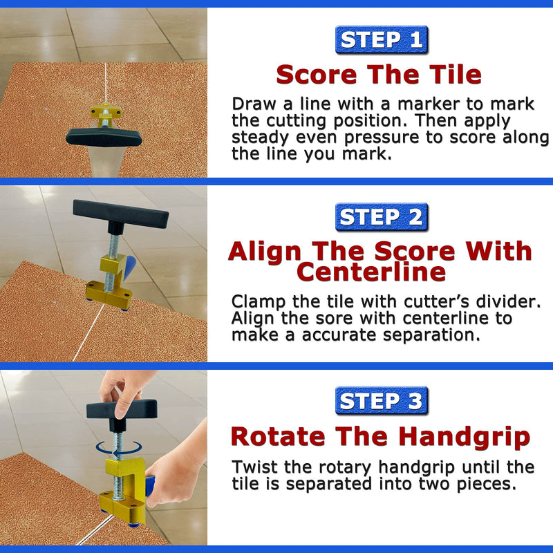  [AUSTRALIA] - Glass Cutter Hand Tool, Manual Tile Cutter, 2 in 1 Glass Cutting Tool with Glass Breaking Pliers, DIY Tool Kit, 3 Tungsten Steel Blades, 4 Tips, 1 Screwdriver, Golden 2 in 1 tile&glass cutter golden