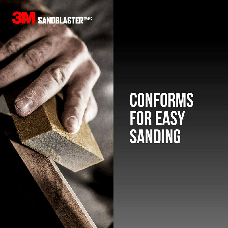  [AUSTRALIA] - 3M SandBlaster Sanding Sponge, Gold, 3.75 in. x 2.5 in. x 1 in., 320 Grit, 3/Pack