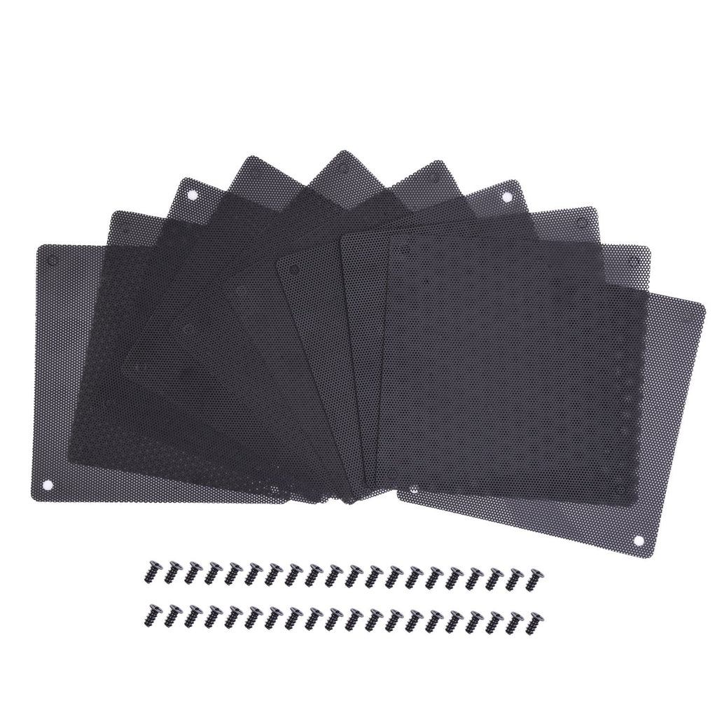  [AUSTRALIA] - EBOOT 120 mm Dust Filter Computer Fan Filter Cooler PVC Black Dustproof Case Cover Computer Mesh 10 Packs with 40 Pieces of Screws