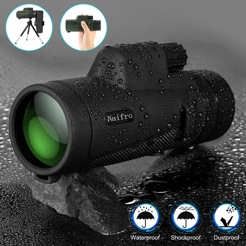  [AUSTRALIA] - 40x60 High Power Monocular Telescope, Naifro Monocular Scope with Smartphone Holder Tripod Clear Night Vision Monoculars for Adults Bird Watching Hunting Camping BLACK