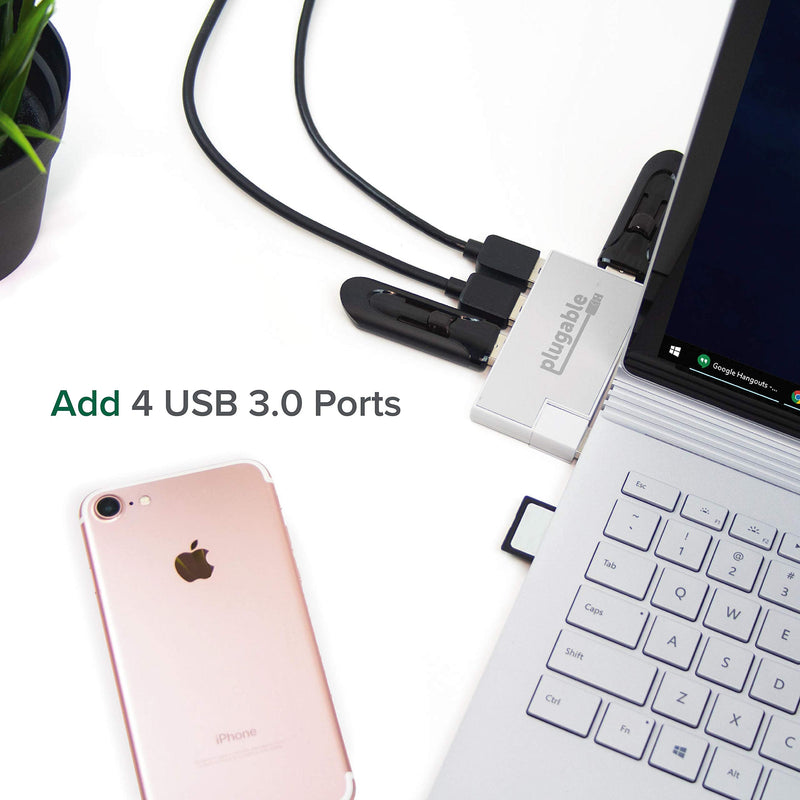 Plugable USB Hub, Rotating 4 Port USB 3.0 Hub, Powered USB Hub (Compatible with Windows, macOS & Linux, USB 2.0 Backwards Compatible) - LeoForward Australia