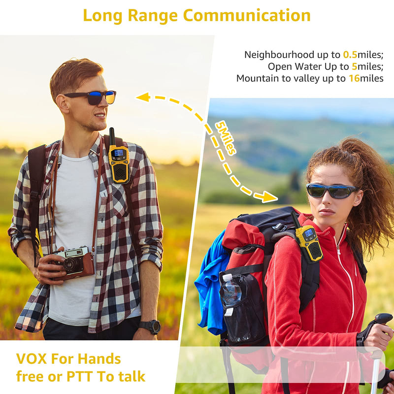 Portable Radio Walkie Talkies Long Range, Rechargeable Triple AA Batteries Walky Talky with NOAA Weather Alert Vox Scan for Adults Camping, Hiking, Road Trip(Yellow) yellow - LeoForward Australia
