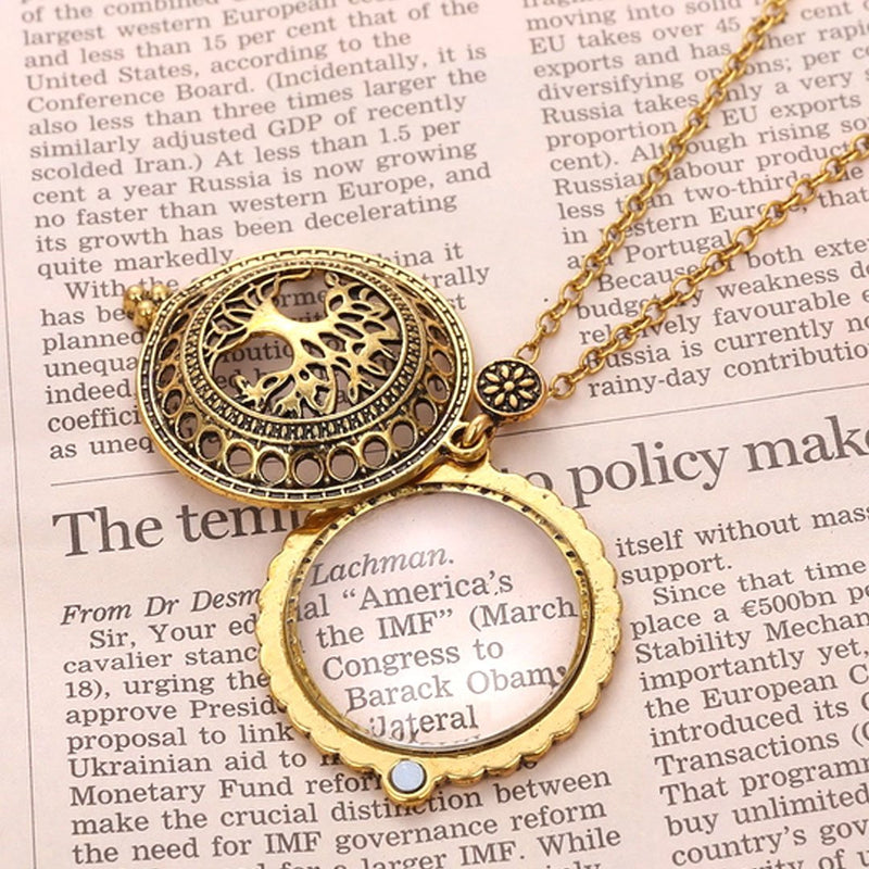 Sherry Magnifiers 5X Antique Hanging Magnifier Hollow Out Necklace Pendant Map Reading Magnifying Glass (Gold 02) Gold 02 - LeoForward Australia