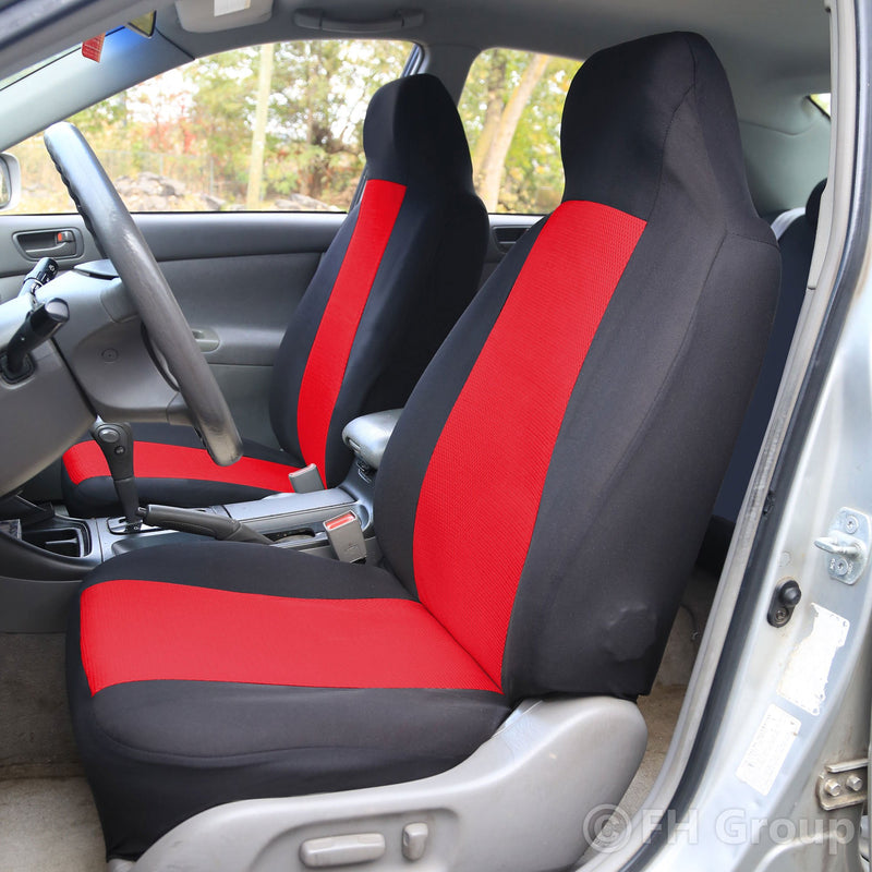  [AUSTRALIA] - FH Group FB102RED102 Red Classic Cloth 3D Air Mesh Front Set Bucket Auto Seat Cover, Set of 2