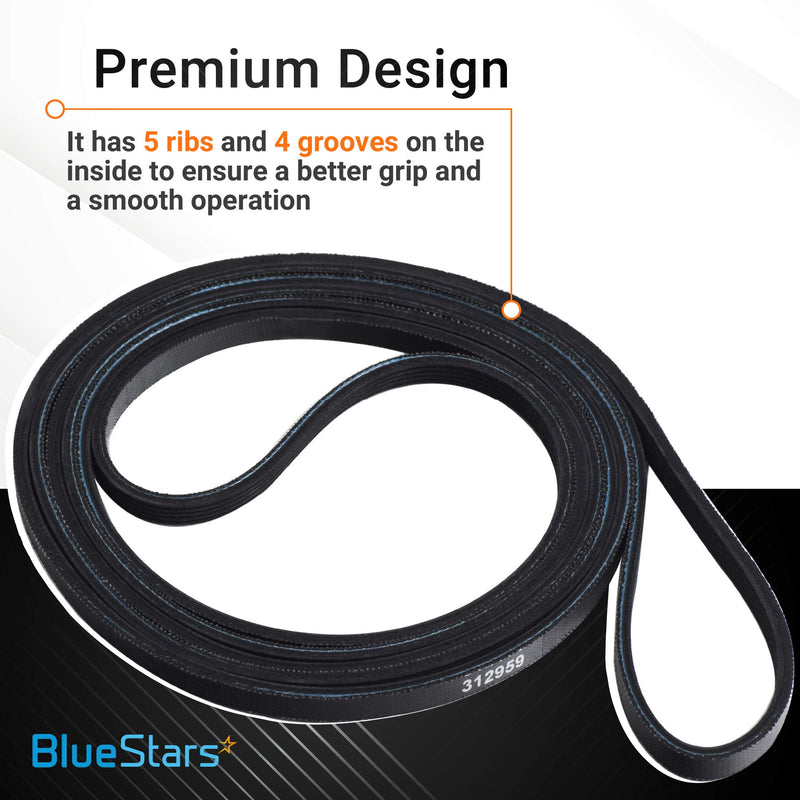 Ultra Durable 312959 (Y312959, WPY312959) Dryer Drum Belt Replacement Part by Blue Stars - Exact Fit for Whirlpool Maytag Jenn-Air International Dryers - Replaces 314774 WPY312959VP PS11757542 - LeoForward Australia