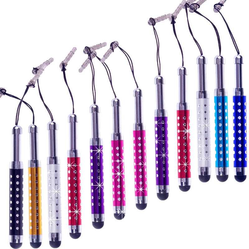 ECO-FUSED Stylus Pen Bundle - 12 Adjustable Bling Stylus Pens- with 3.5mm Jack Connector- for All Capacitive Touchscreen Devices - iPad, iPhone, Samsung Phones, All Android Phones, Tablets and More - LeoForward Australia