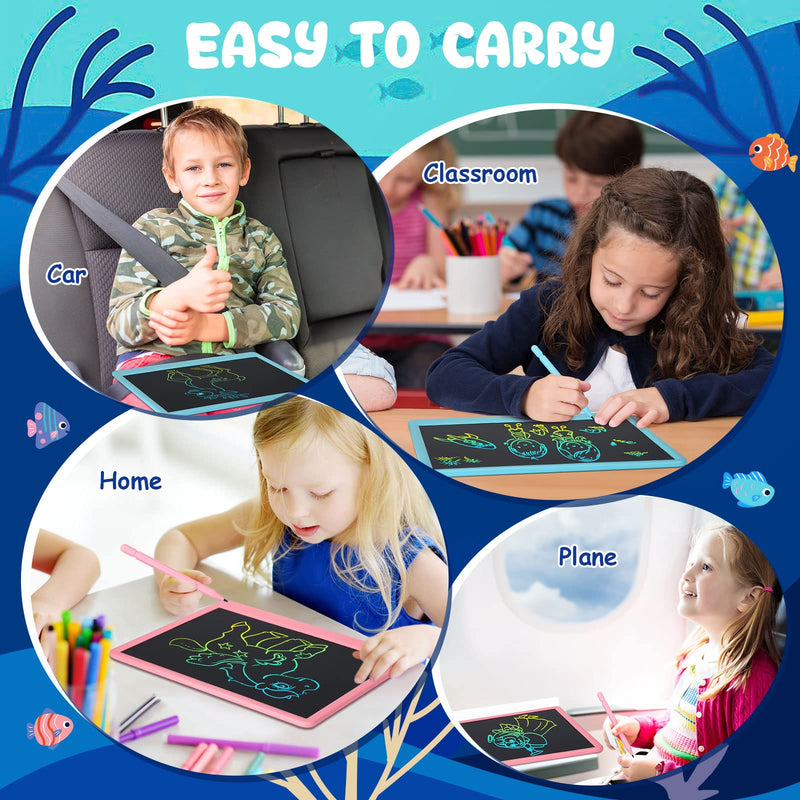  [AUSTRALIA] - 2 Pieces LCD Writing Tablet 15-inch Colorful Screen Drawing Pad Erasable Reusable Electronic Kids Drawing Tablet Kids Drawing Tablet Gifts for 3+ Years Old Girls Boys