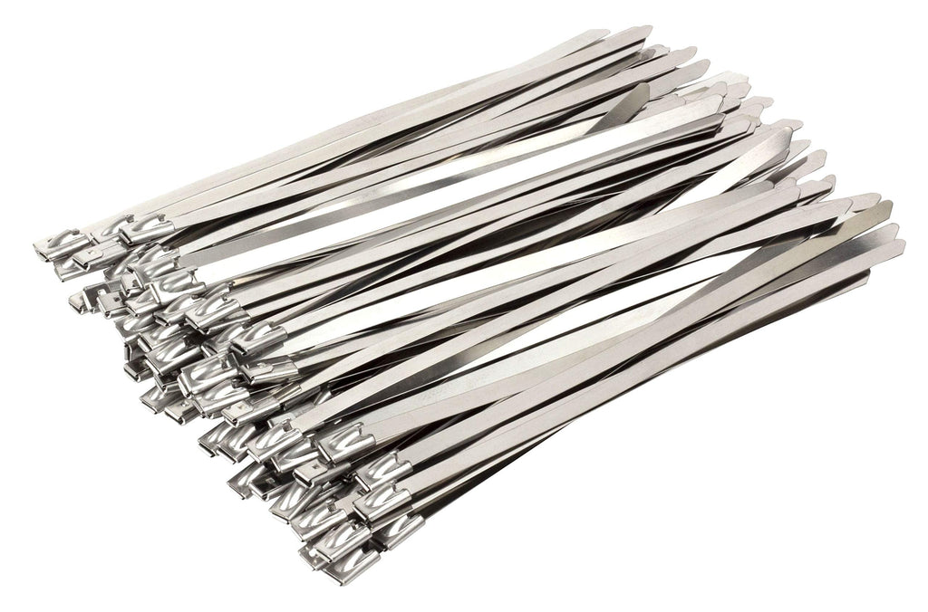  [AUSTRALIA] - GTSE Metal Zip Ties Heavy Duty, 8 Inch, 100 Pack, 316 Grade with 200lb Strength, Secure Self-Locking Mechanism, 8" Stainless Steel Cable Ties for Exhaust Wrap, Garage, Outdoor 8" (200lb)