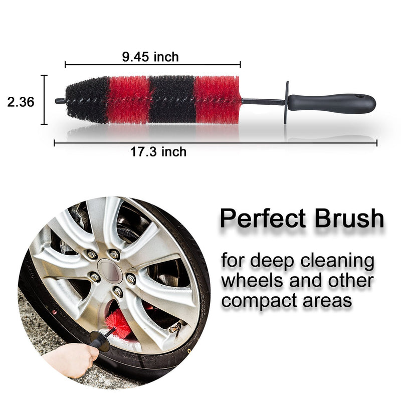 Premium Wheel /Rim Cleaning Brush Long Soft Bristle,Car Wheel Brush,Rim Tire Detail Brush,Multipurpose use For Cleaning Wheels,Rims,Exhaust Tips,Motorcycles,Bicycles, Grills,Engine (CCS-001) CCS-001 - LeoForward Australia