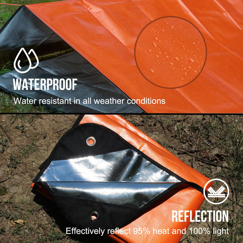  [AUSTRALIA] - Ultra Robust Complex:LYN 5-Layer Heavy Duty Emergency Survival Blanket-59.8"✖️83.9",Reflective Insulated Waterproof Windproof Mylar,for Rescue,Car Camping,Hiking,Bushcraft,Snowfield&Mountaineering. Orange - 1