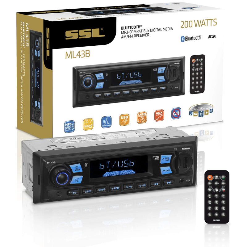 Sound Storm Laboratories ML43B Multimedia Car Stereo - Single Din, MP3 Player, No CD/DVD, Bluetooth Audio and Hands-Free Calling, USB, SD, AUX in, AM/FM Radio, Wireless Remote - LeoForward Australia