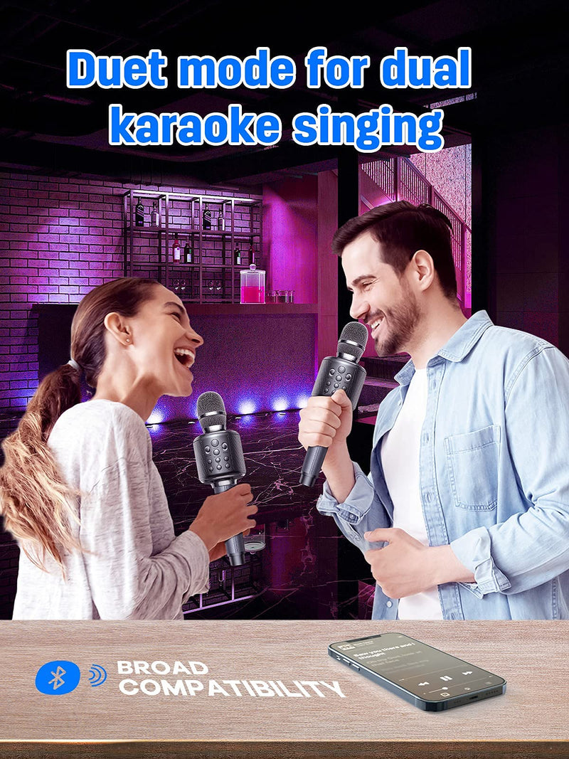  [AUSTRALIA] - Karaoke Microphone, GOODaaa Wireless Bluetooth Karaoke Microphone, 4-in-1 Portable Handheld Karaoke Mics Speaker Machine with Dual Sing for Kids and Adults Home Party Birthday Black