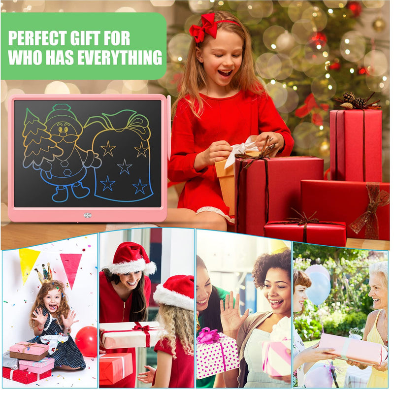  [AUSTRALIA] - TEKFUN Teen Girl Gifts Xmas, 15inch LCD Writing Tablet Girls Gifts Age 8-10 and Up, Kids Doodle Board 4 5 6 7 Year Old Girl Gifts, Homeschool Supplies Erasable Memo Board (Pink) Pink