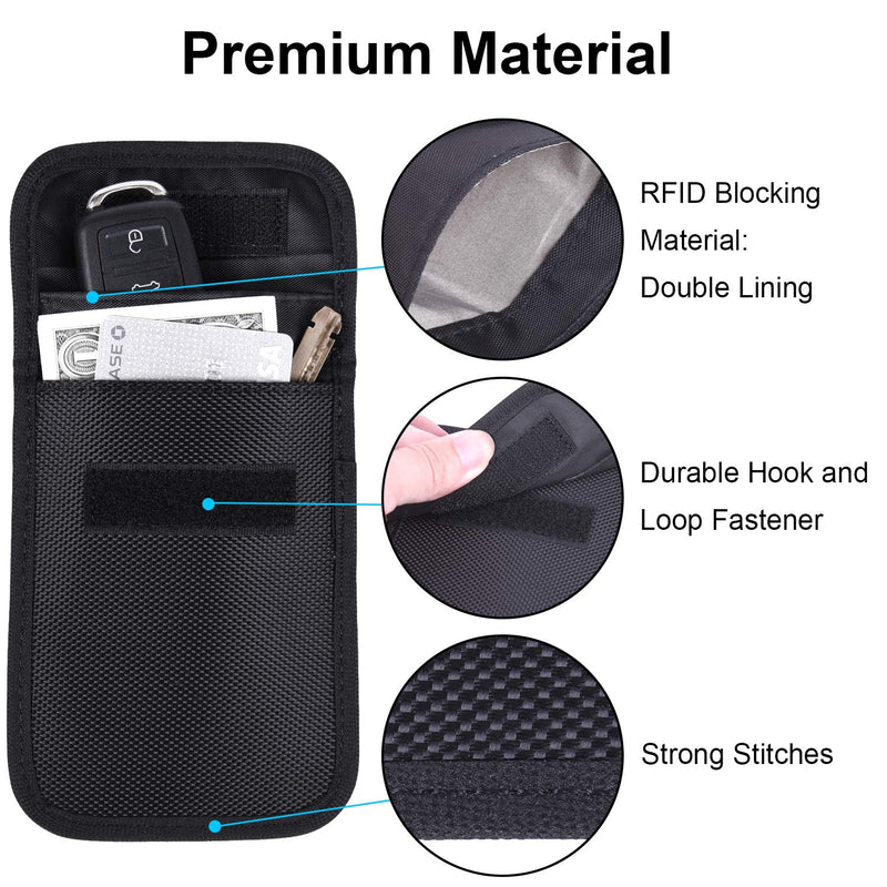 Faraday Bag for Key Fob, Wisdompro WP4694 RFID Key Fob Protector RF Car Signal Blocking, Anti-Theft Pouch, Anti-Hacking Case Blocker - Black - LeoForward Australia