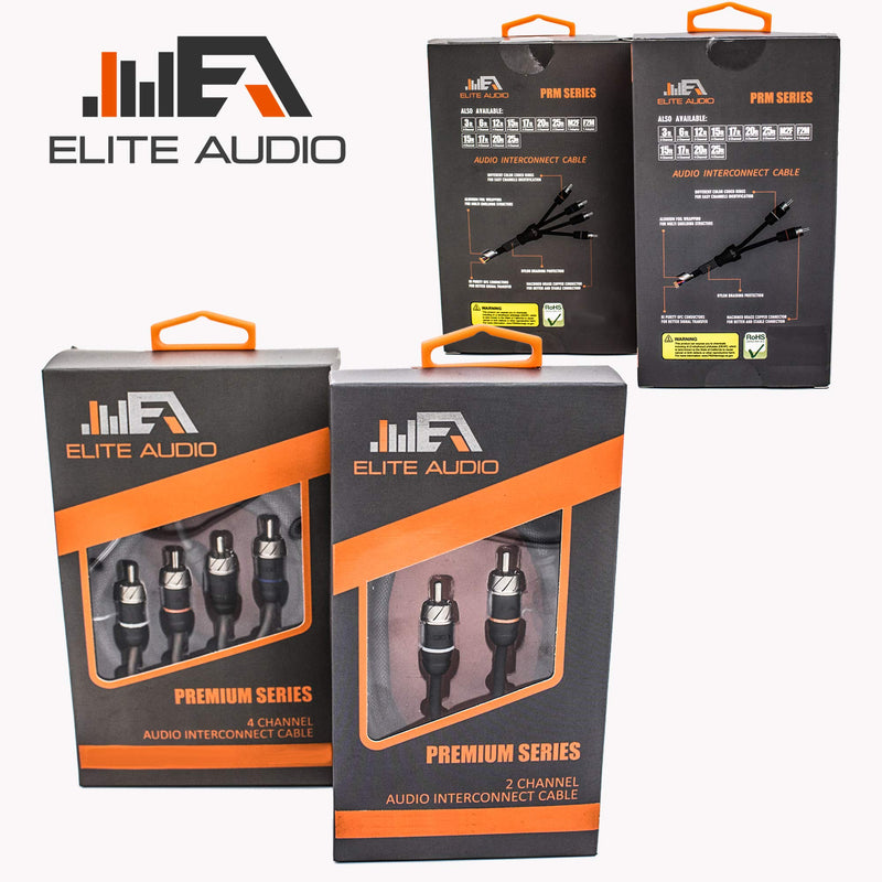  [AUSTRALIA] - Elite Audio Premium Series 100% OFC Copper RCA Interconnects Stereo Cable, 4 Channel 20' Cord (4 x RCA Male to 4 x RCA Male Audio Cable, Double-Shielded with Noise Reduction, 20 Feet Long) 20' (ft) 4-Channel
