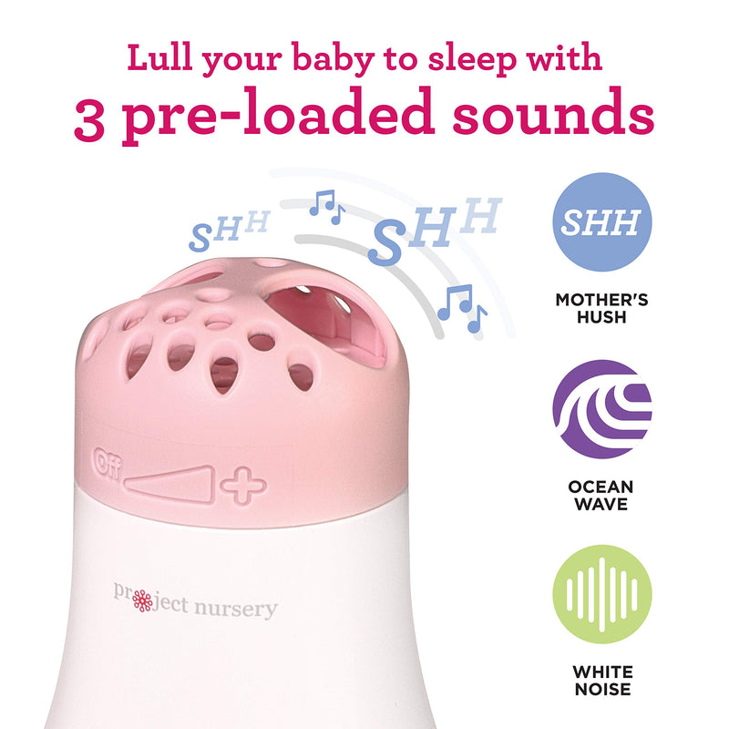  [AUSTRALIA] - Baby Husher Baby Sound Machine - from Project Nursery – Mother’s Soothing “Shhh” Sleep Miracle Soother Sound Machine w/Preloaded Sounds, Sleep Timer or Continuous Play – Battery Operated - Pink