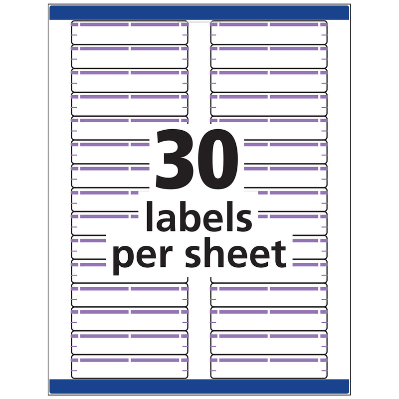Avery TrueBlock File Folder Labels, 2/3” x 3-7/16”, 750 Printable Labels, White/Purple, Permanent (5666) - LeoForward Australia