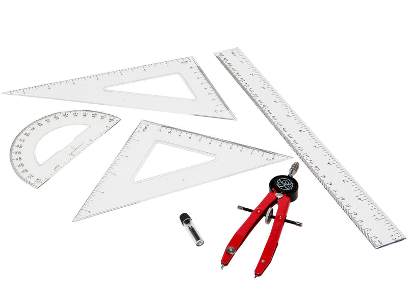 Protractor and Compass for Geometry for Kids with Rulers and Two Set Squares - LeoForward Australia