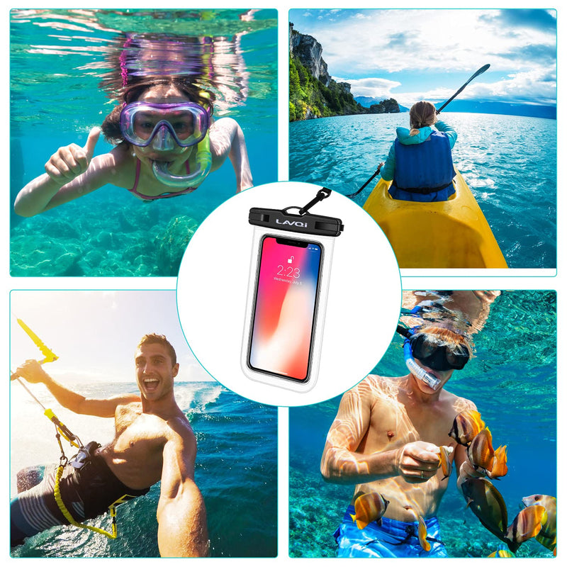  [AUSTRALIA] - LANQI 2 Pcs Universal Waterproof Phone Pouch,Waterproof Phone Case, Underwater Phone Dry Bags for iPhone 12/12 Pro/11 Pro Max/XR/SE/XS/8 7 6S Plus, Samsung Galaxy, and Other Phones Up to 6.9''-Black