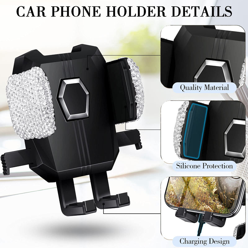  [AUSTRALIA] - Bling Car Phone Holder for Women, Bling Crystal Car Phone Holder, 360 Degree Adjustable Silver Bling Universal Phone Mount Holder Long Arm Suction Cup Phone Holder for Car Dashboard Windshield