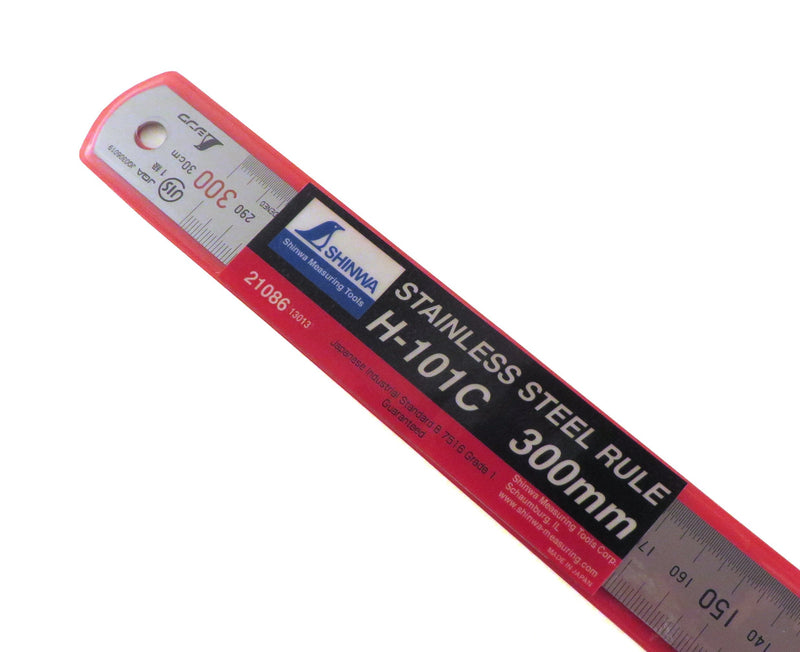  [AUSTRALIA] - Shinwa H101-C 300 mm Rigid"Zero Glare" Metric Machinist Ruler/Rule Scale .5 mm & mm Markings