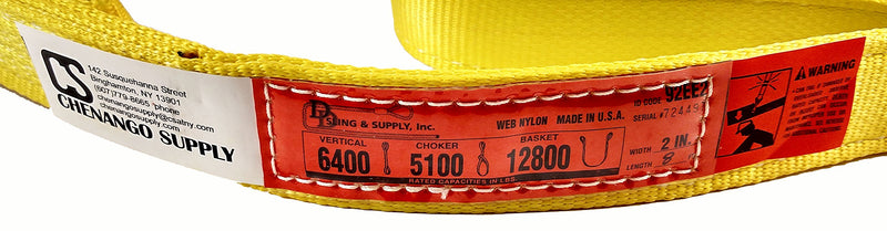  [AUSTRALIA] - DD Sling (USA Made). 2" wide X (4' to 20' lengths) in Listing! 2 Ply Twisted Eye, Nylon Lifting Slings, Eye & Eye, Heavy Duty (900 webbing), 6,400 lbs Vertical, 5,100 Choker, 12,800 Basket Load Capacity (2inX8ft) 2 Inch x 8 Feet