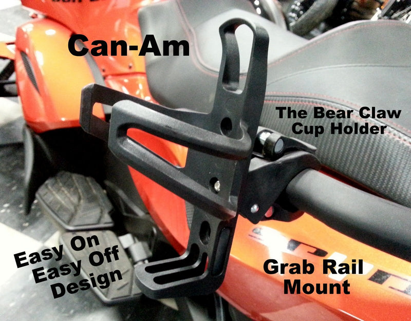  [AUSTRALIA] - Can Am Spyder Passenger Grab Rail Cup Holder - Satin Black Model - Not for Handlebar Mount - Bear Claw #6214CAA
