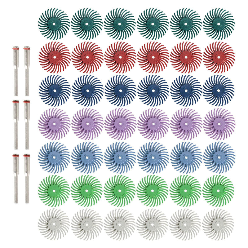  [AUSTRALIA] - 42pcs 1 Inch Radial Bristle Disc Kit with 3mm Shank for Rotary Tools,Detail Abrasive Wheel for Jewelry Wood Metal Polishing, Bristle Wheel with Grit 80-2500