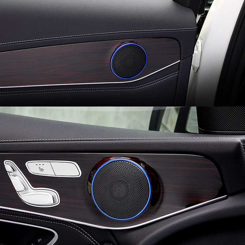 Xotic Tech 4pcs Blue Aluminum Car Interior Door Audio Speaker Frame Ring Cover Trim Decal for Mercedes Benz C250 C300 C350 C400 C63 X205 GLC250 GLC300 - LeoForward Australia