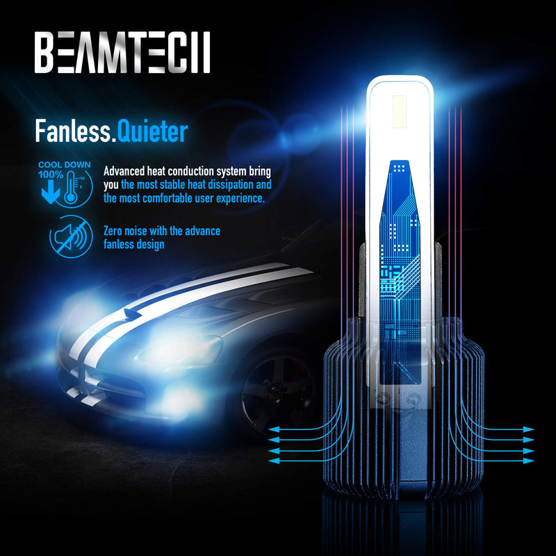 BEAMTECH H11 LED Bulb,Fanless CSP Y19 Chips 6500K Xenon White H8 H9 Extremely Bright Conversion Kit Ultra Thin All In One Low Fog Light - LeoForward Australia