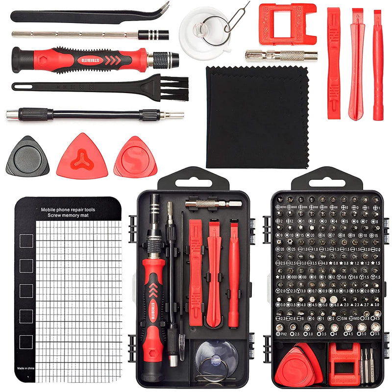  [AUSTRALIA] - Askliya Precision Screwdriver Set 124 Piece Electronic Tool Set, Comes with 101 bit Magnetic Screwdriver set, For Laptop, Computer, PC, iPhone, MacBook, Xbox, PS4, Repair Red