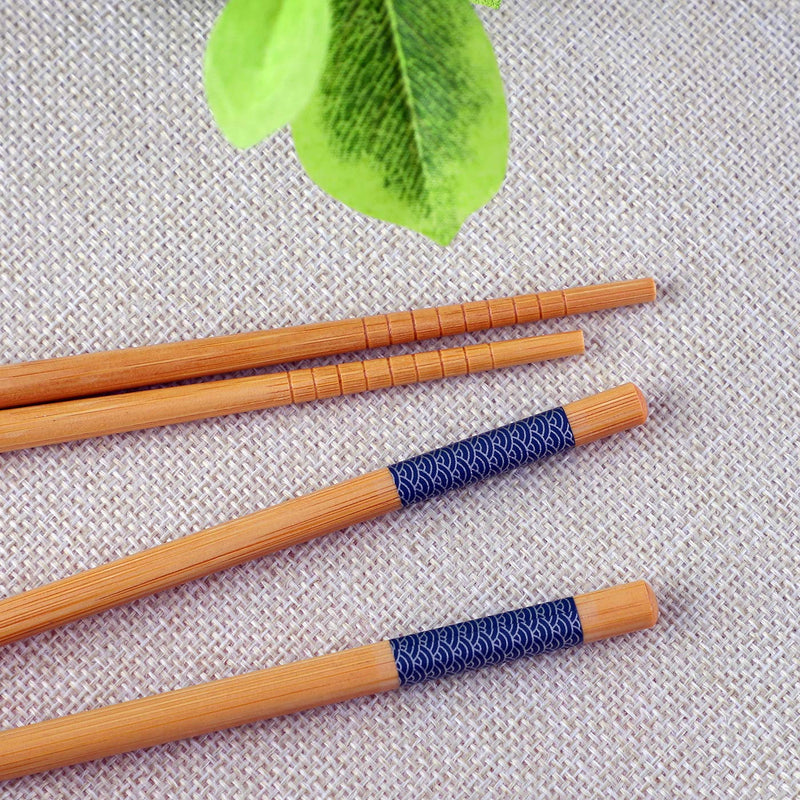  [AUSTRALIA] - Antner 5 Pairs Bamboo Chopsticks Reusable Japanese Style Chopstick Gift Sets, Classic Natural Bamboo Chop Sticks Dishwasher Safe, 8.8 Inch/22.5cm Natural Bamboo Style 1