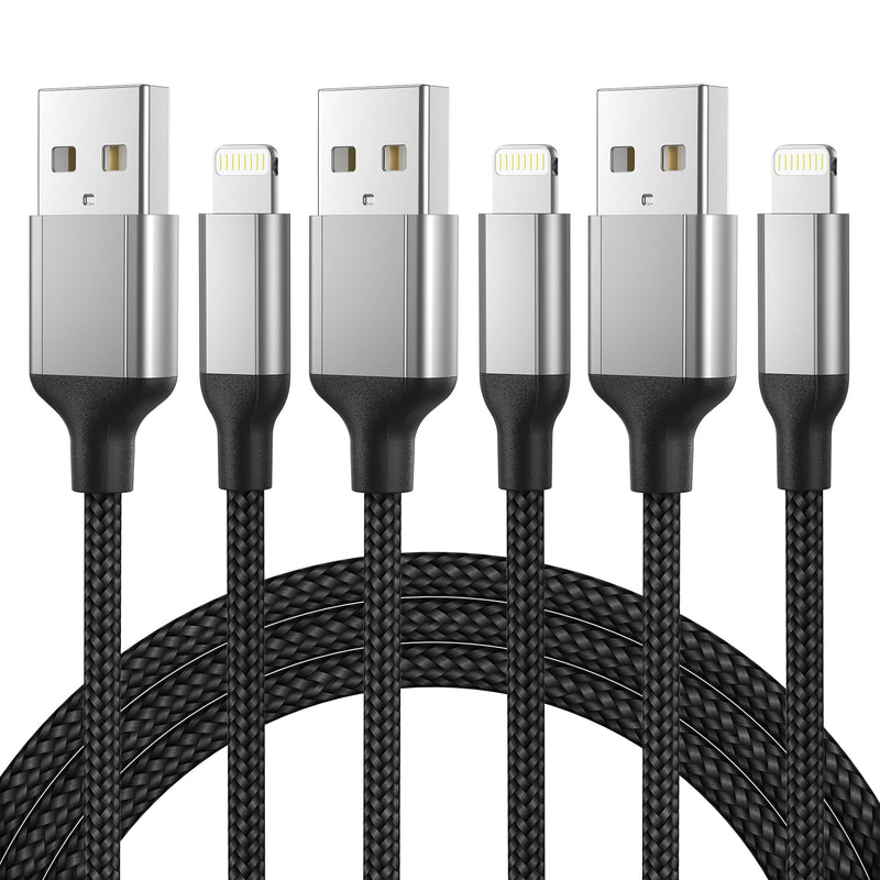  [AUSTRALIA] - 2FT iPhone Charger Cable, 3Pack USB A to Lightning Cable for Car, 2 Foot Braided iPhone Charging Cord Fast Charging for Apple iPhone 14 13 12 11 Pro Max Mini XR XS X 8 7 Plus SE,iPad Air Mini, CarPlay 2FT Black Grey
