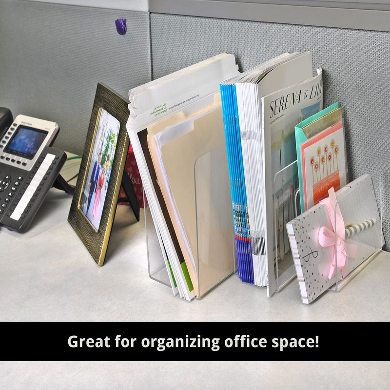  [AUSTRALIA] - Azar Displays 255080 Small Standing File Holder/Sorter Desk Organizer, 4-Pack, Clear
