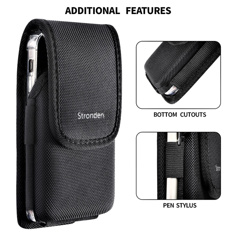  [AUSTRALIA] - Stronden Holster for iPhone 13 Pro Max, 12 Pro Max, 11 Pro Max, XS Max - Military Grade Nylon Vertical Belt Holster Pouch w/Built in ID Card Holder (Fits Otterbox Commuter/Defender Case)